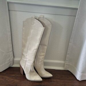 White crocodile boots